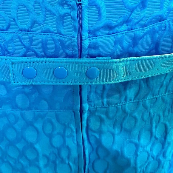 Studio 1 Agua Blue Formal Sleeveless Dress w/Flowered Belt V-neck Front Size 20W - Picture 5 of 12